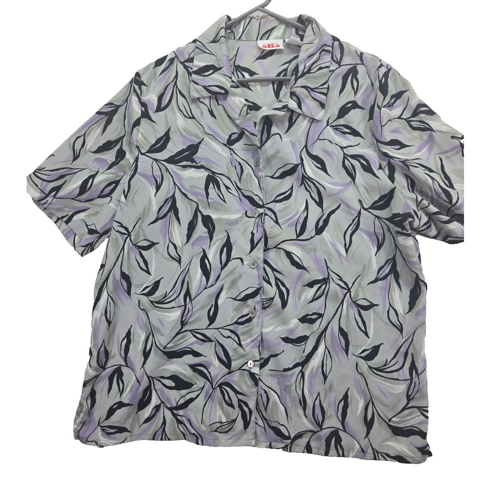 Alia Shirt Womens  Button Up Shirt Size 16 Floral Short Sleeve Lightweight